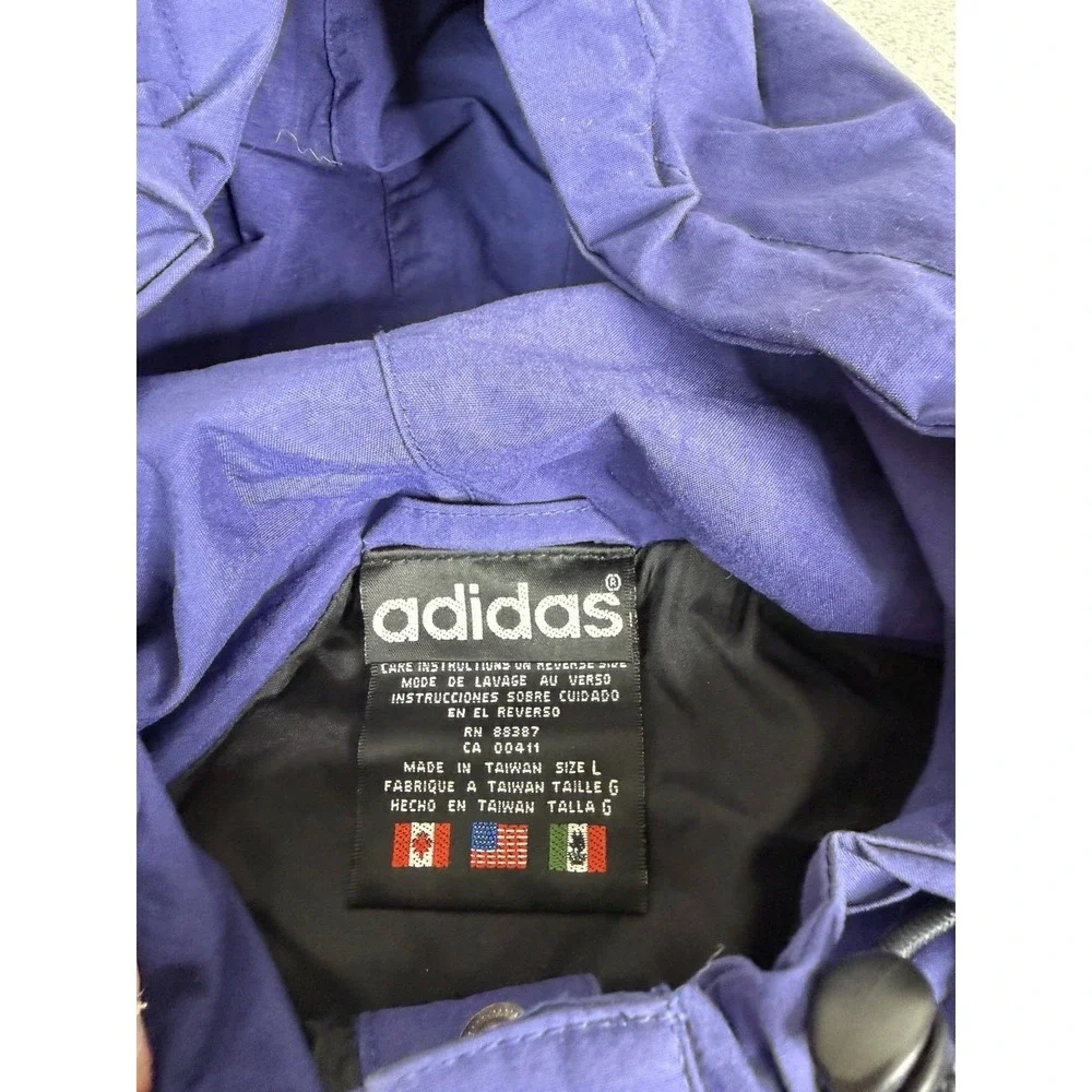 Vintage 90s Adidas Windbreaker Jacket Men's Size Large Blue Full Zip